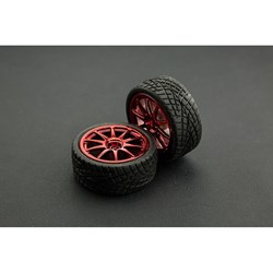 D65mm Rubber Wheel Pair - Red (Without Shaft) 